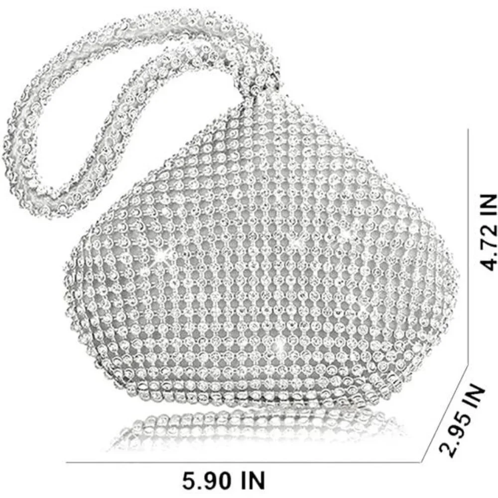 Purse Bag Bling Sparkly Rhinestone Diamond Triangle Designer Chain Clutch
